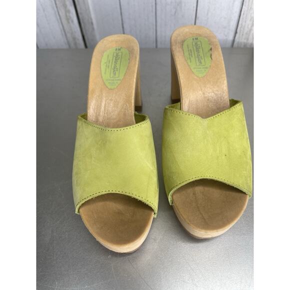 Xhilaration Vintage 90s Y2K Leather Bright Green Clog Sandals Italy Size 8 - Picture 3 of 6